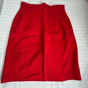 LGR Womens 100% Pure Wool Pencil Skirt Size 10 Red Lined Career Made in USA